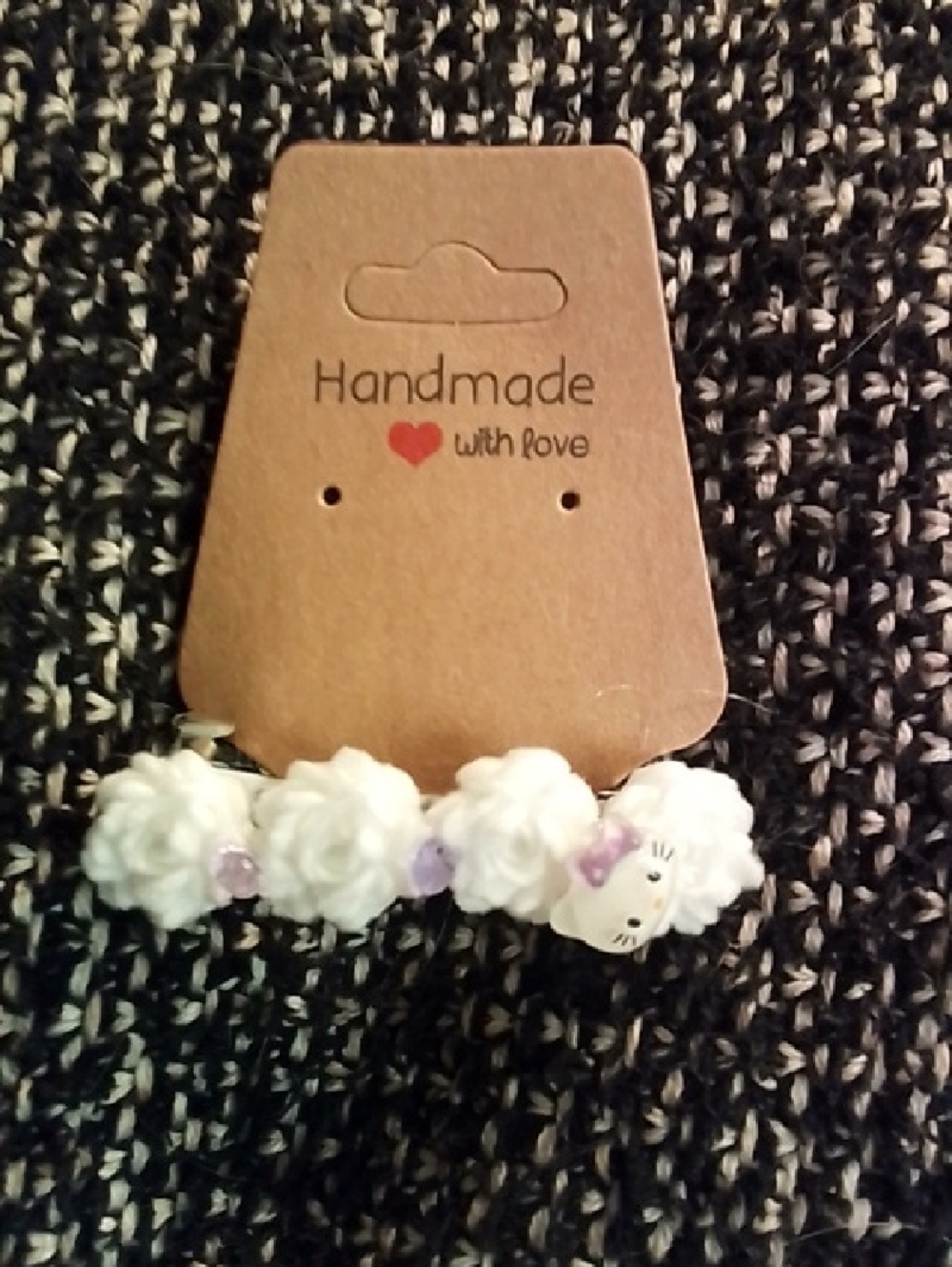 Handmade White Flower Hair Clip with HK Accents